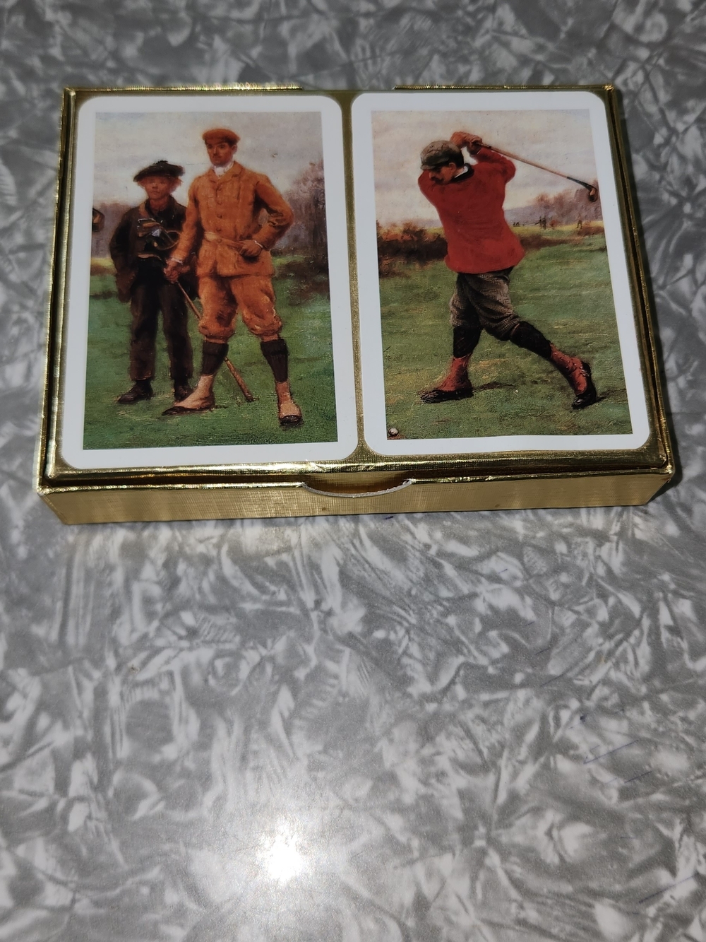 Gold Playing Card Deck with Vintage Golf Artwork - Men Other
